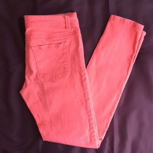 Wet Seal Coral Pink Skinny Jeans Sz XL